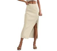 Generico Gonna Longuette a Matita Elegante da Donna con Design a Vita Alta e Finitura a Bordo lattuga per Un Sofisticato e Raffinato in Ufficio o Occasioni Speciali (Yellow, S)