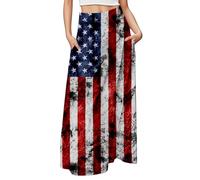 Generico Gonna Lunga Casual Stampata Donna per celebrare la Giornata 'Indipendenza 2025 con Design Versatile e vestibilità Comoda per Ogni Occasione Speciale Eventi Festivi (2-Multicolour, L)