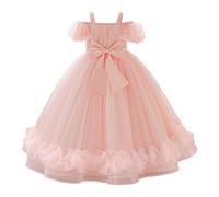 Generico Gonna Tulle Bambina Tutu Ballerina Bambina Gonna A Vita Alta A Maniche Corte da Concorso, Abito Formale per Feste, Compleanni E Gare di Bellezza