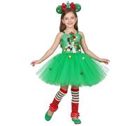 Generico Gonna Tulle Bambina Tutu Ballerina Bambina Gonna A Vita Alta da Concorso con Applique Natalizia, Outfit Elegante per Spettacoli di Bambini E Feste Stagionali