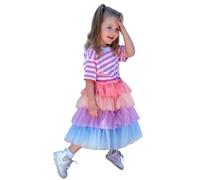 Generico Gonna Tulle Bambina Tutu Ballerina Bambina Gonna Tutte Le Stagioni da Danza con Volant Patchwork E Balze Elegante per Recital E Feste Tematiche