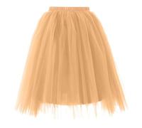 Generico Gonna Tulle Donna, Gonne Tutu in Tulle di Carnevale Elegante Gonnellino Danza Classica Dress Ballet 80s Costumi per Party Natale Champagne M