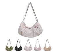 Generico Good Totes Croissant Bag, Goodtotes Crescent Crossbody Bags, Casual Retro Commuter Canvas Bag (Beige)