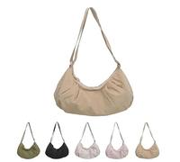 Generico Good Totes Croissant Bag, Goodtotes Crescent Crossbody Bags, Casual Retro Commuter Canvas Bag (Khaki)