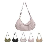 Generico Good Totes Croissant Bag, Goodtotes Crescent Crossbody Bags, Casual Retro Commuter Canvas Bag (Pink)