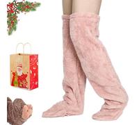 Generico Goose Down Knee Socks for Christmas,Socks Long Fuzzy Thigh High Warm,Womens Fluffie Soft Winter Fuzzy Thermal Home Sleeping Sock (Light Pink)