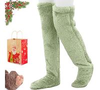 Generico Goose Down Knee Socks for Christmas,Socks Long Fuzzy Thigh High Warm,Womens Fluffie Soft Winter Fuzzy Thermal Home Sleeping Sock (Turquoise)