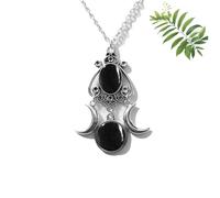 Generico Gothic Crescent Crystal Pendant Necklace, Amethyst necklace Triple Moon Goddess, Sterling Silver Pentacle Pentagram Wiccan Jewelry for Women Men (C#3)