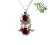 Generico Gothic Crescent Crystal Pendant Necklace, Amethyst necklace Triple Moon Goddess, Sterling Silver Pentacle Pentagram Wiccan Jewelry for Women Men (C#2)