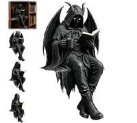 Generico Gothic Dark Fantasy Figure,Hooded Shadow Reader Statue,Skull Black Robe Mystery Reading Sculpture,Unique Home Office Desktop Decor,Unique Gift for Book Lovers Gothic Art Collectors
