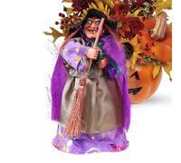 Genérico Gothic Figurine, Spooky Vintage Figure with Broom, Halloween Witch Figurines For Dorm Living Room Party Home Bookshelf Apartment Fireplace Porch