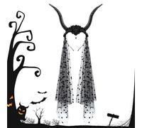 Generico Gothic Horn Headband, Halloween Veil Hair Hoop, 30.31x12.99 Inches, Curved Devil Design, Lightweight Comfortable Fit, Cosplay Costume Accessory for Masquerade Party Performance Holiday
