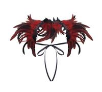 Generico Gothic Victorian Shrug Scialle di Piume Cape Shawl Poncho Collar Nero Ladies' Carnival Feather Shawl Scialle Colletto in Stile Gotico Costume di Halloween Carnevale