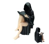 Generico gothicDark Fantasy Figure | 3D Printed Hooded Lady gothicStatue | This 3D Printed Bookshelf Sitting Figurine Is A Hooded gothicStatue With A Spooky Design, Halloween Decor. It Rests On