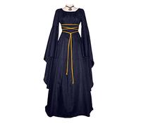 Generico Gotico Medievale da Donna, Abito da Donna Carnevale Halloween, con Maniche a Tromba Swing Maniche Svasate Vestito Lungo Steampunk Rinascimento per Carnevale, Halloween,Costume da Principessa