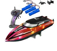 Generico Graddi Aquablaze, 2.4GHz Remote Control Racing Boat with Transparent Colorful LEDs, Self-Righting Waterproof Design, Low Battery & Range Alerts, 200 Min Runtime for Kids (Red)