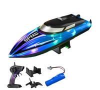 Generico Graddi Aquablaze, 2.4GHz Remote Control Racing Boats with LED Lights, USB Rechargeable, 200 Mins Long Battery Life, Low Battery Alert, Out of Distance Alert (Blue-1 Battery)