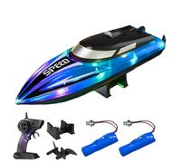 Generico Graddi Aquablaze, 2.4GHz Remote Control Racing Boats with LED Lights, USB Rechargeable, 200 Mins Long Battery Life, Low Battery Alert, Out of Distance Alert (Blue-2 Battery)