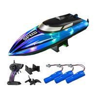 Generico Graddi Aquablaze, 2.4GHz Remote Control Racing Boats with LED Lights, USB Rechargeable, 200 Mins Long Battery Life, Low Battery Alert, Out of Distance Alert (Blue-3 Battery)