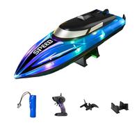 Generico Graddi Aquablaze, 2.4GHz Remote Control Racing Boats with LED Lights, USB Rechargeable, 200 Mins Long Battery Life, Low Battery & Out of Distance Alert (Blue-1 Battery)