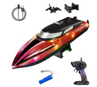 Generico Graddi Aquablaze, 2.4GHz Remote Control Racing Boats with LED Lights, USB Rechargeable, Self-Righting Waterproof Design, 200 Min Runtime, Adjustable Speed & Low Battery Alert (Red-1 Battery)
