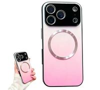 Generico Gradient Glass-Gloss Case Compatible with for iPhone, Hybrid Tempered Glass Full Body Slim Design with Shockproof Airbags for Maximum Protection! (Pink,For iPhone 15 Pro)