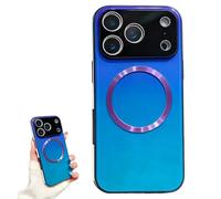 Generico Gradient Glass-Gloss Case Compatible with for iPhone, Hybrid Tempered Glass Full Body Slim Design with Shockproof Airbags for Maximum Protection! (Dark Blue,For iPhone 14)