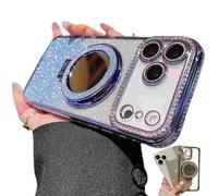 Generico Gradient Glitter Holder Makeup Mirror Protective Case for iPhone 17 Series, Magnetic Kickstand Glitter Case with Camera Protector for iPhone 17/16/15/14/13pro max (17,Blue)
