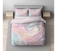 Generico Gradiente Copripiumino una Piazza e Mezza 200 x 200 cm + 2 Federe 50 x 80 cm Onde Liquido Linee Stampa Digitale Gradiente di Biancheria da Letto per Giovani e Adulti con due Federe