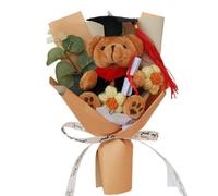 Generico Graduation Bear Roses Flower Bouquet - 25x15x10cm Cherished Keepsake Handmade Graduation Crochet Flowers - Unforgettable Reminder Long-Lasting Plush Bouquets Flower Bouquet For Children Boys
