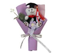 Generico Graduation Bear Roses Flower Bouquet, Handmade Creative Crochet Flowers, Woven Plush Bouquet Long-Lasting Flower Arrangement for Graduates
