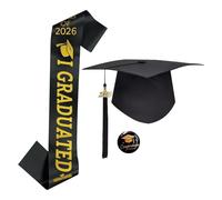 Generico Graduation Cap - Sash 2026 Bachelor Headwear with Long Sash Badge | Graduation Party Outfit Accessories Set Classic Tassel Cap with Adjustable Fit for College, School, Graduates, Unisex