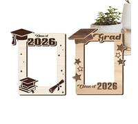 Generico Graduation Frame 2026-2 Pieces Wooden Photo Frame 5x3.5 Inch, Class Of 2026 Desk Statue For High School & University | For Bookshelf, Living Room, Dining Room & Graduation Keepsake