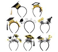 Generico Graduation Headband Set, Glitter Congrats Grad Felt Headwear, Reusable Party Costume Accessories, Photo Prop Hairbands Pack of 8 for Graduation, Celebration, Stage, Photoshoot