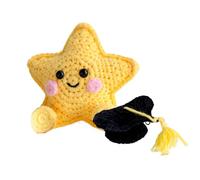 Generico Graduation Star Crochet Desk Buddy With Card - Polyester 10x10x4cm 28g - Inspirational Gift For Middle High School College Graduate - Graduation Cap Tassel Party Prop