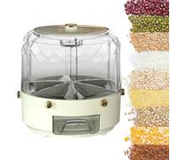 Generico Grain Dispenser Large Round Container | 360° Rotating Bean Storage with 6 Grids | Candy Dispenser & Cereal for Kitchen for Cabinet, Countertop Dry Food for Easy Access & Space Efficiency