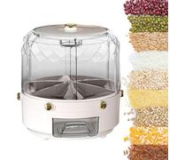 Generico Grain Dispenser Large Round Container | 360° Rotating Bean Storage with 6 Grids | Candy Dispenser & Cereal for Kitchen for Cabinet, Countertop Dry Food for Easy Access & Space Efficiency