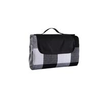 Generico Grande Coperta da Picnic Pieghevole Impermeabile, Resistente alla Sabbia, Portatile, Facile Pulire, for Famiglie con Escursioni nel Parco(Black White Grid,200 200cm)