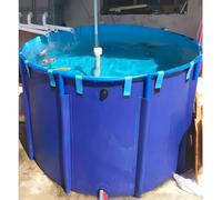 Generico Grande laghetto per Pesci in Tela Pieghevole - Telo Resistente per Piscine Fuori Terra per Allevamento di Koi e irrigazione del Giardino, Design Circolare, Blu, 1,5x0,6 m (1000 l)