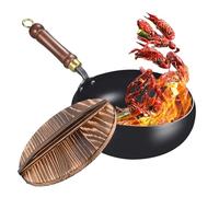 Genérico Grande | Padella In Ferro Con Coperchio | Padella Multiuso Senza Rivestimento Per Cucina, Casa, Ristoranti, Uso Interno ed Esterno