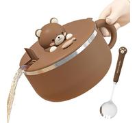 Genérico grande per tagliatelle, 1200 ml, con cucchiaino incluso, utensili da cucina, con coperchio per preparare noodle, per studenti, adulti, camera da, appartamento e sala da