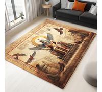 Generico Grande Tappeto Salotto Marrone - stampa Antico Re D’Egitto Trono 160x230 cm Antiscivolo Lavabile in Lavatrice Pelo Corto Tappeto, Camera da Letto Sala Ufficio Bambina Bambino
