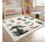 Generico Grande Tappeto Soffice per Camera da Letto Colore Chiaro Tappeto Lavabile Antiscivolo per Soggiorno Tradizione Vegetale Cinese Tappeti Morbidi per la Decorazione Domestica 160x230 cm