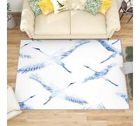 Generico Grande Tappeto Soffice per Camera da Letto Gru Animale Ad Acquerello Tappeto Lavabile Antiscivolo per Soggiorno Bianco Tappeti Morbidi per la Decorazione Domestica 160x230 cm