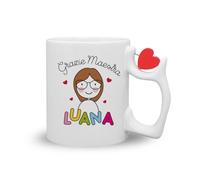 Generico ''Grazie Maestra'' Tazza Maestra Personalizzata con Manico a Cuore Idea Regalo Fine Anno Scolastico Maestre Insegnanti Natale Pasqua Compleanno Pensionamento Caffè The Tisana latte 3