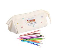 Genérico Grazioso astuccio per matite con orso, organizer per cancelleria scolastica per bambini, studenti e donne, viaggi, scuola e compleanno, Colore crema, Consulte la descripción, Vedere la