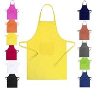 Generico Grembiule Colorato Lungo Uomo Donna in Cotone Bar Cameriere Casa Tasche Lacci (GIALLO)