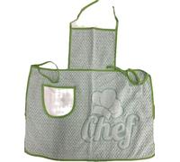 Generico Grembiule Corto Donna Uomo Unisex Con Patella Tasca in Tela Aida Per Ricamo Hobby Cucito 100% Spugna di Cotone Disponibile in 4 Varianti di colore Prodotto Italiano (VERDE)