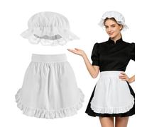 Generico Grembiule Da Cameriera Set di Vestiti con Grembiule Bianco Vintage
