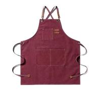 Generico Grembiule da cucina professionale cuoco in tela cocina accesorios de Cinghie for barbecue Shop Nail Salon(Burgundy)